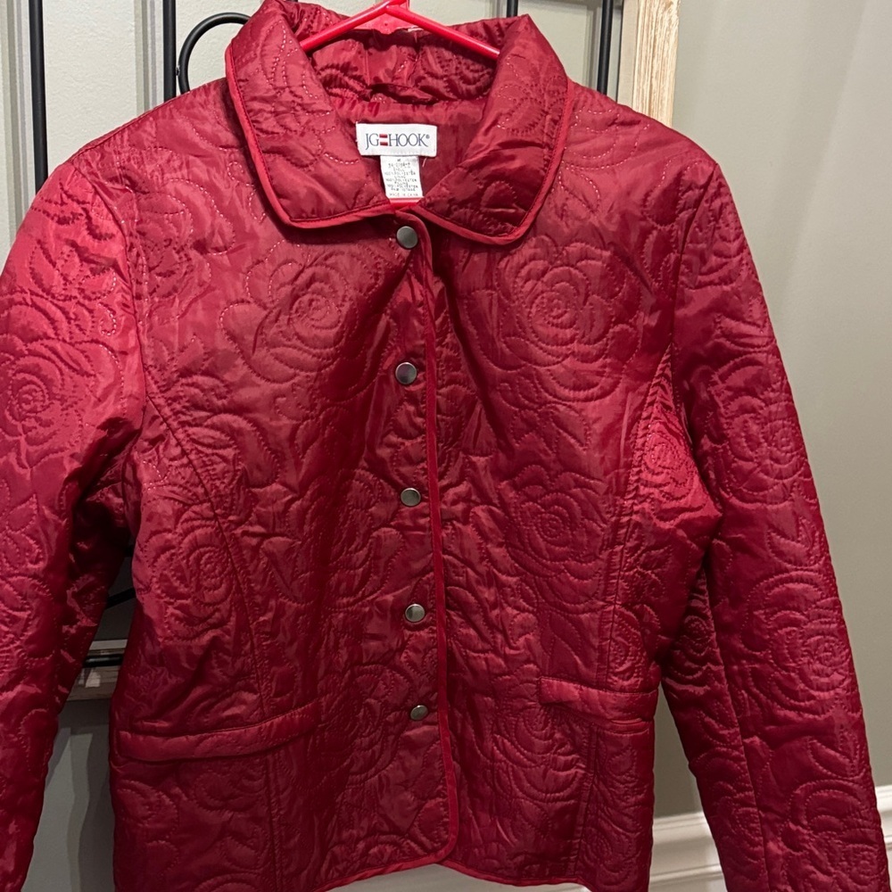 Red Quilted Women's Jacket JG Hook Sz medium